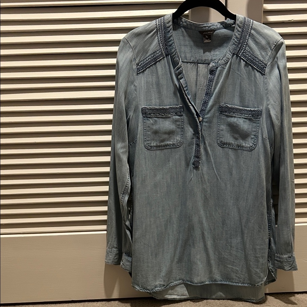 Eddie Bauer Light Blue Denim Tunic Top